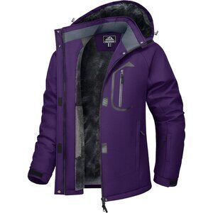 Women's Deep Purple Snow Ski Jacket Coat Waterproof Windproof Fleece Lined